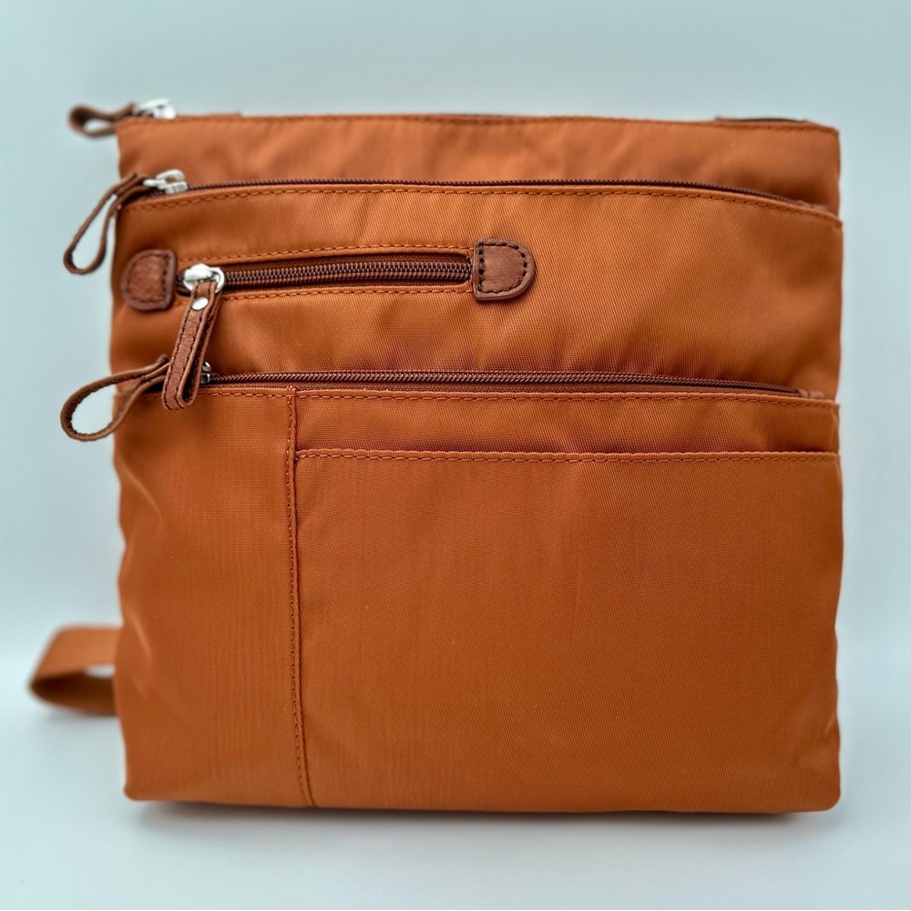 Osgoode Marley Large Crossbody Bag Traveller Nylon Leather Trim Copper Brown NWT